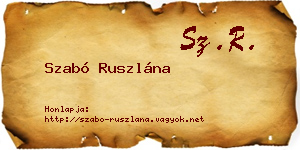 Szabó Ruszlána névjegykártya